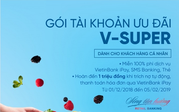 Hoàn tiền tới 1 triệu đồng khi sử dụng Gói tài khoản ưu đãi V-SUPER