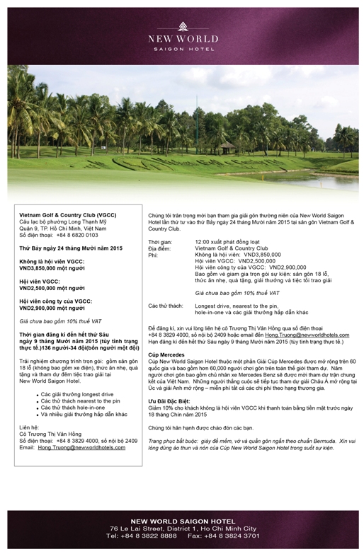 New World Saigon Hotel tổ chức giải Golf  lần 4