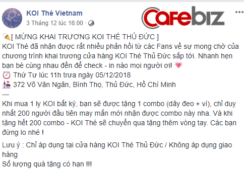 Tương tự cách Shopee, Tiki chia vui với sinh nhật Lazada, Ten Ren cũng mừng “láng giềng” Koi Thé khai trương bằng “chiêu” vô cùng đặc biệt