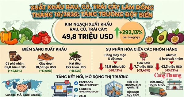 Lâm Đồng: Rau, củ, trái cây xuất khẩu tăng gần 300%